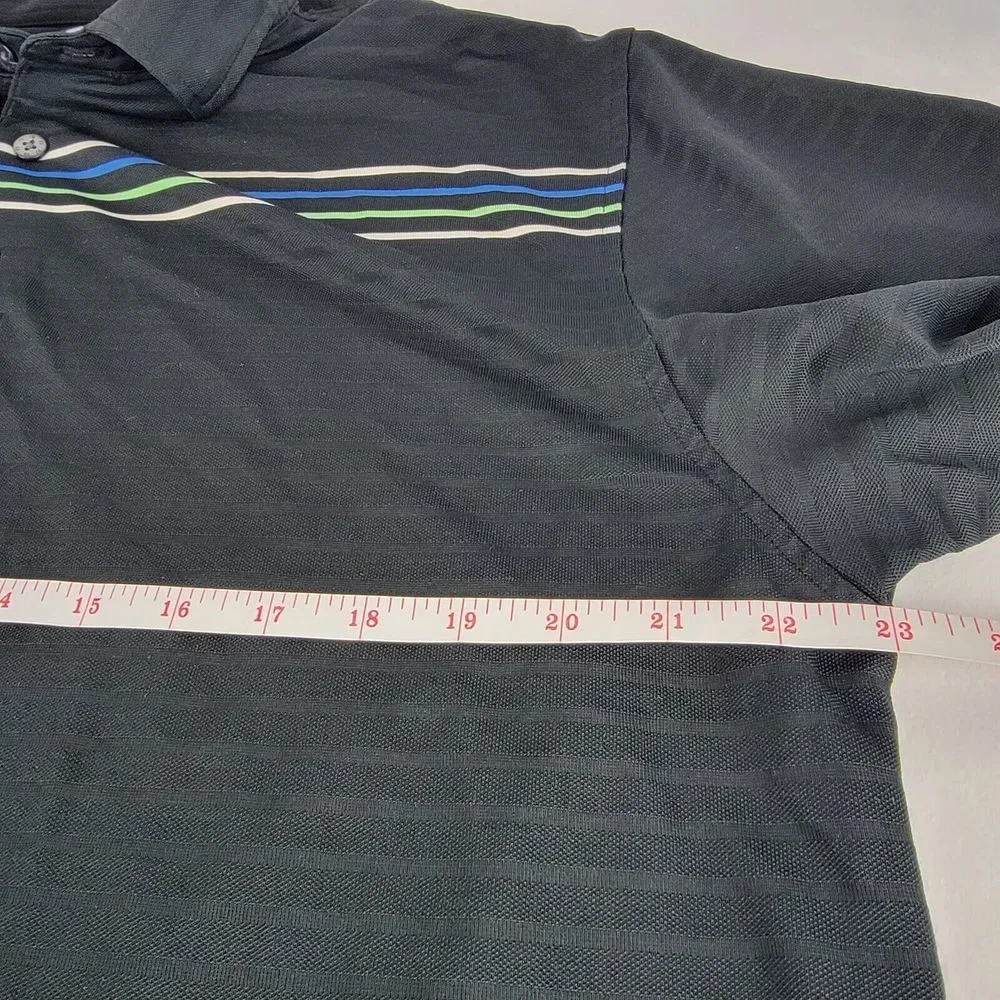 FootJoy FJ Golf‎ Polo Men's L Golf Logo Black Striped Belmont Stretchy Casual